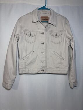 Levi’s Women’s Small Beige Denim Jacket Classic Pockets EUC